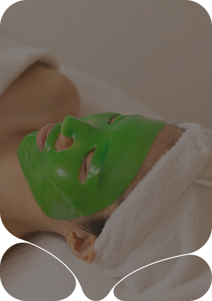 Green facial mask treatment. Firm + Plump